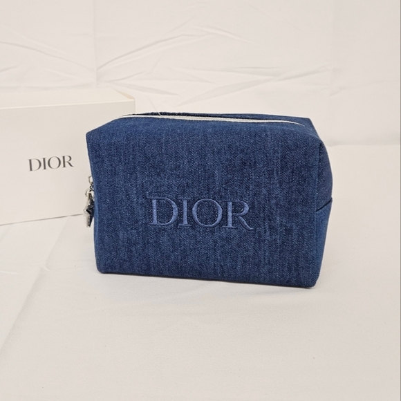 Dior Denim Mini Clutch Travel Bag in Blue Denim and Silver NWT - Picture 1 of 11